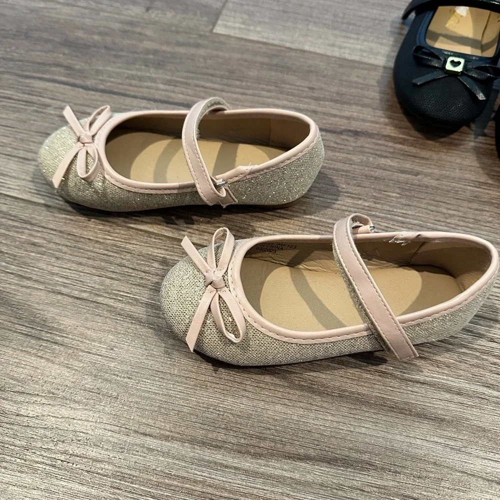 Bundle of Girls 8 Black and Gold Dressy Shoes